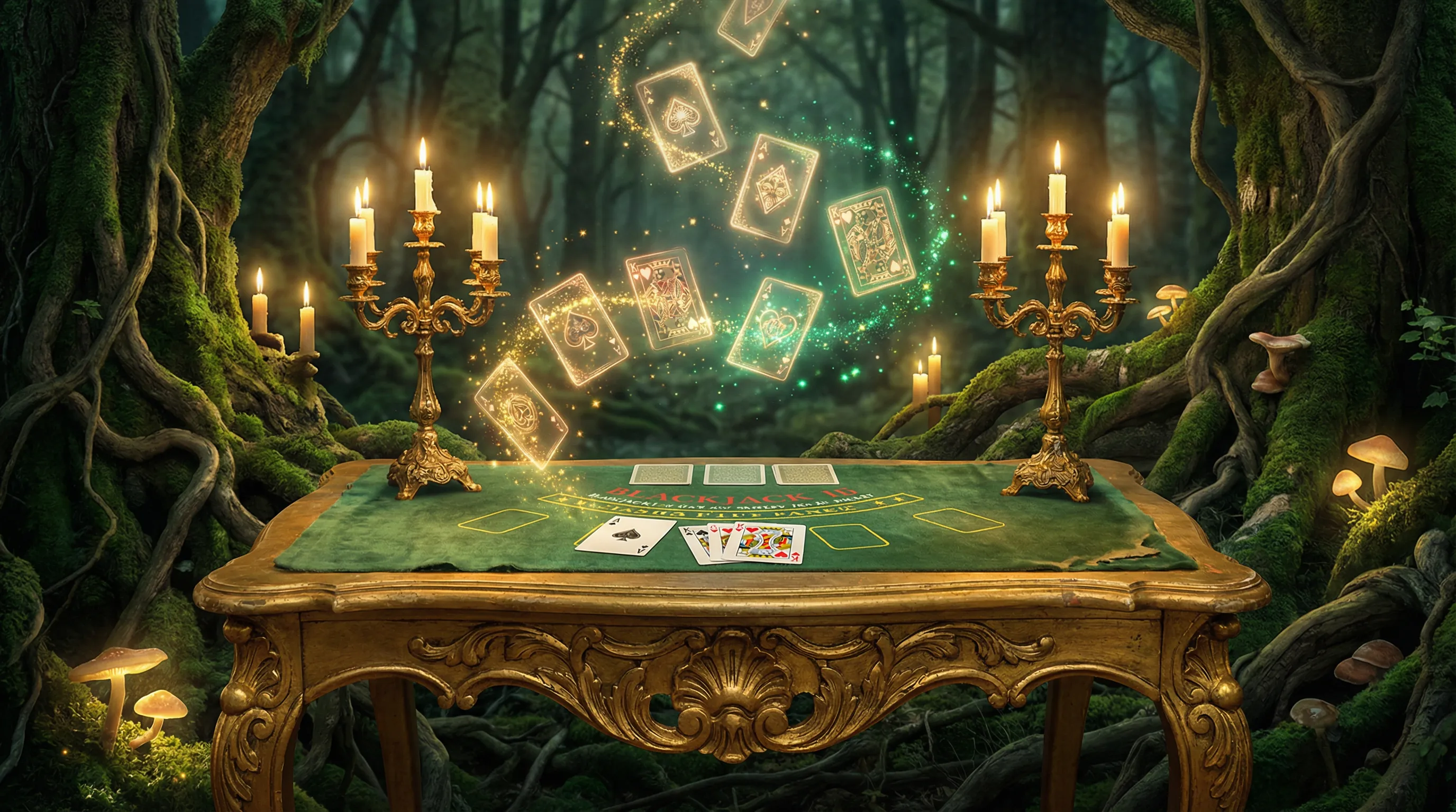 Mesa de blackjack encantada com cartas mágicas no Soccerbet